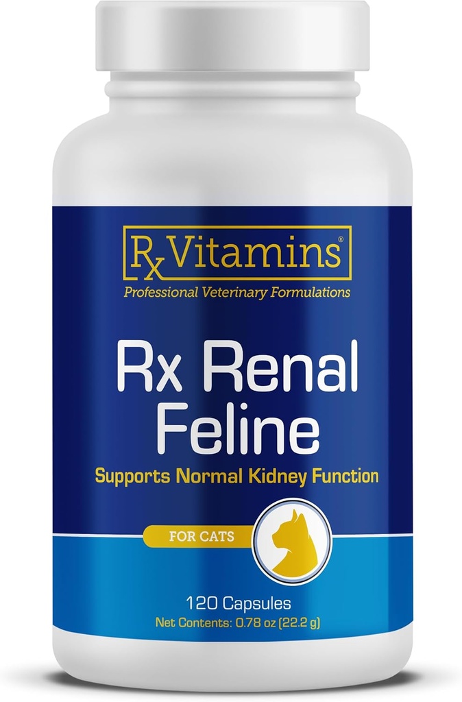 Rix Vitaminas Renal Feline - Cat Kidney Support with Milk Thistle for Cats - Anti Inflammatory for Cats - Boosts Cat Antioxidant Health & Cat Liver Support - Cat Immune Booster - 120 cápsulas