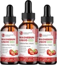 M pulgada (3 paquete) gotas de magnesio Glycinate - Suplemento líquido de magnesio 1000mg con fibra bromelaina vitamina B,C,D - 98% Absorción que píldoras Gummies
