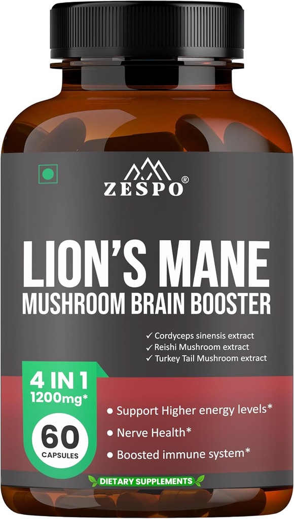 Complejo de salón de león – 1200 mg de suplemento de cerebro para la memoria, Focus " Clarity with Reishi & Cordyceps Sinensis – 60 cápsulas
