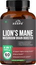 Complejo de salón de león – 1200 mg de suplemento de cerebro para la memoria, Focus " Clarity with Reishi & Cordyceps Sinensis – 60 cápsulas