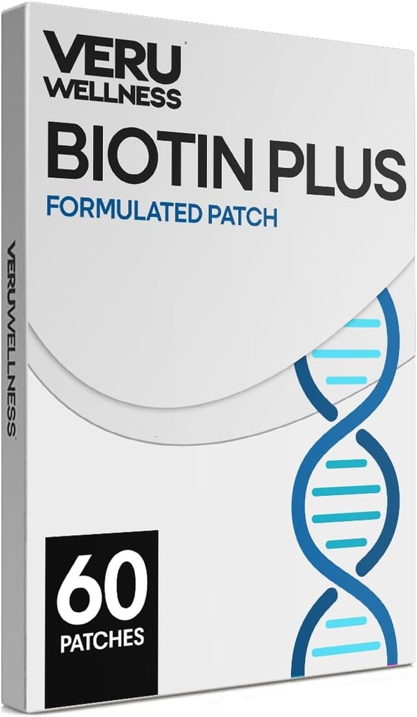 Veru Wellness Biotin Plus Daily Patch - B7, Collagen - Auto Adhesivo Time Release Patch (60 Day)