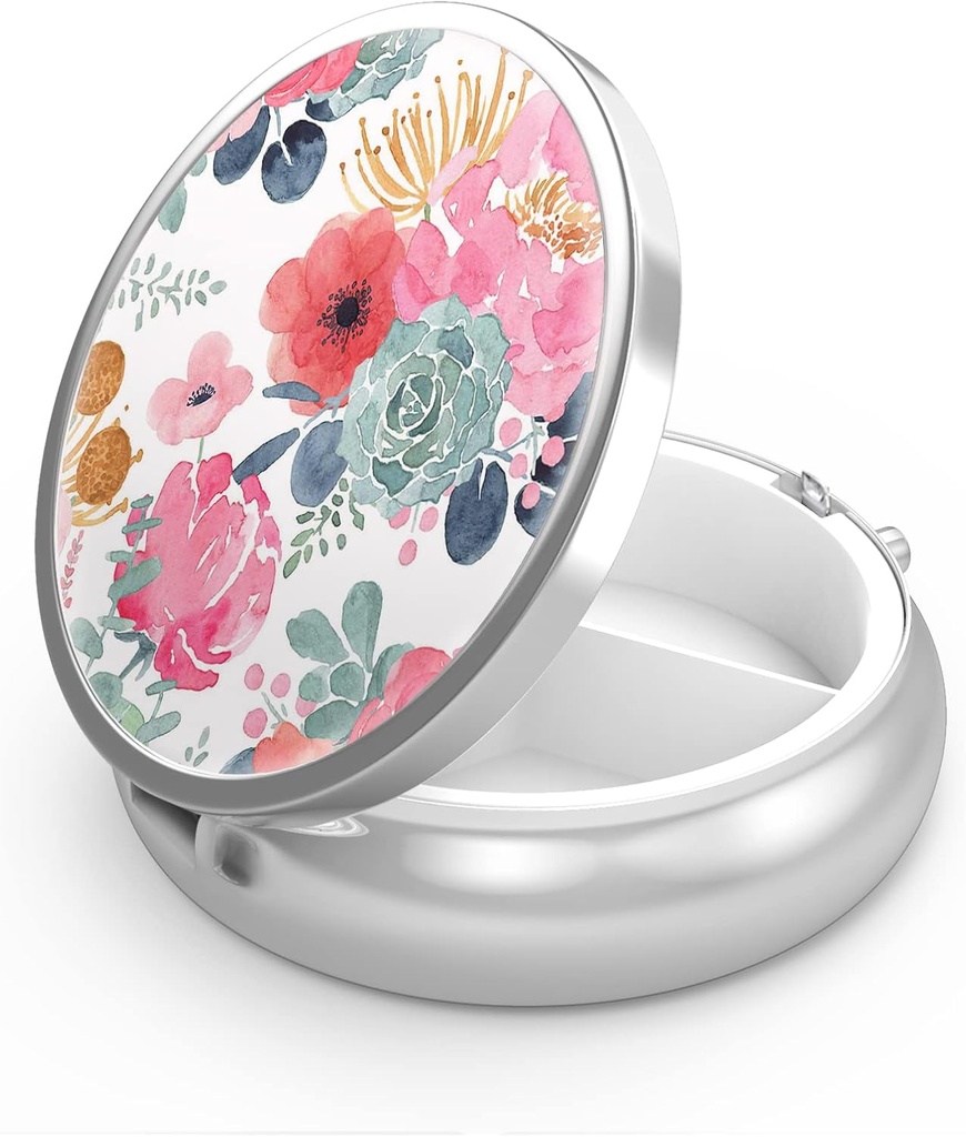 Caja de Píldora 3 Caja de Píldora pequeña,Portable para Pocket o Píldora de Píldora de Contenedor para mantener vitaminas, medicamentos, aceite de pescado y suplementos (Flower y suscculents)