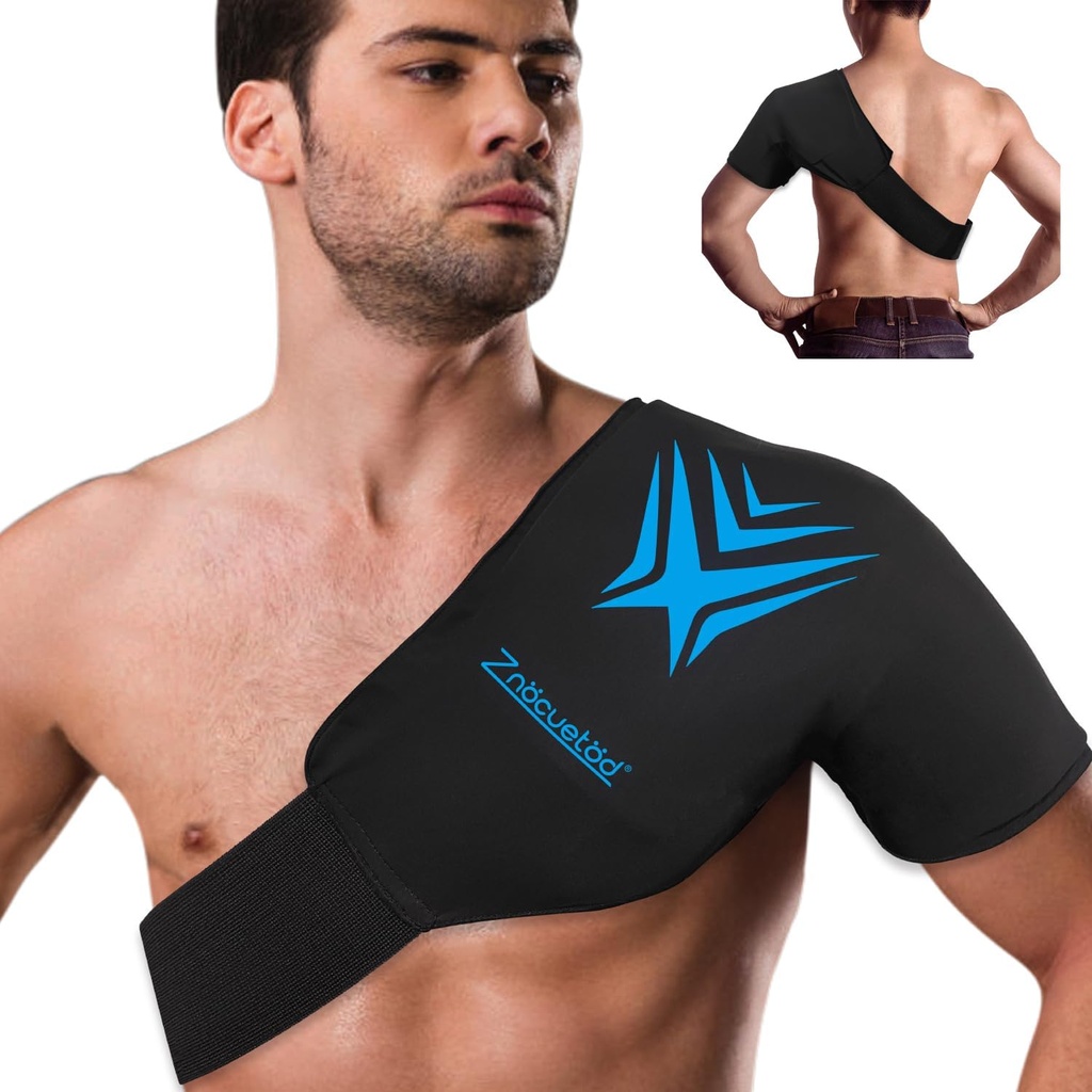 Terapia fría de manguito de hielo de hombro Terapia reutilizable flexible gel de hielo frío paquete de compresión Wrap para lesiones Dolor Alivio de dolor " Tendonitis, recuperación después de la cirugía del hombro, hinchazón (negro)