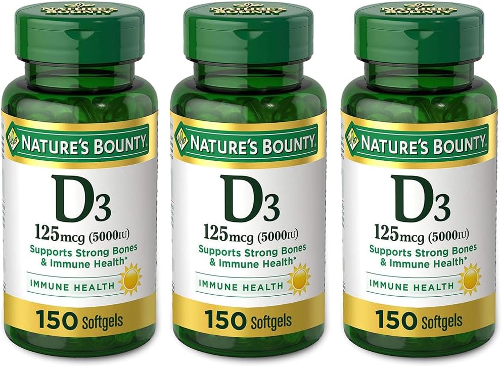 Vitamina Bounty D3 125 mcg-5000 UI Softgels, máxima fuerza 150 ea ( paquete de 3)