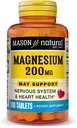 Masón Magnesio Natural 200 mg, Muscle y Nerve Función Soporte, 100 Tabletas