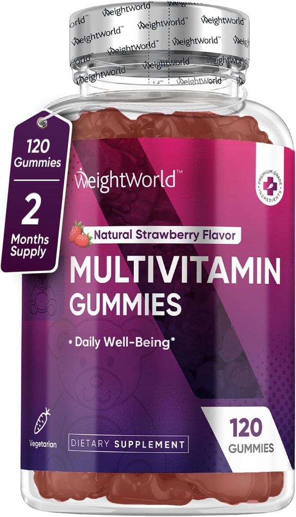 WeightWorld Adult Multivitamin Gummies - 120 Men's Gummy Multivitamins with Nutrients for Daily Well-Being - Vegetarian Women's Gummy Vitamin (2-Month Supply) - Non-GMO, Lactose-Free & Gluten-Free