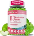 Niacinamide 500mg Gummies, Vitamina B3 Chewable Suplemento con Resveratrol 500mg, Niacina de alta potencia para el antioxidante, Skin &amp; Brain Health, Immune Support, Vegan Apple Flavor, 60 Conde
