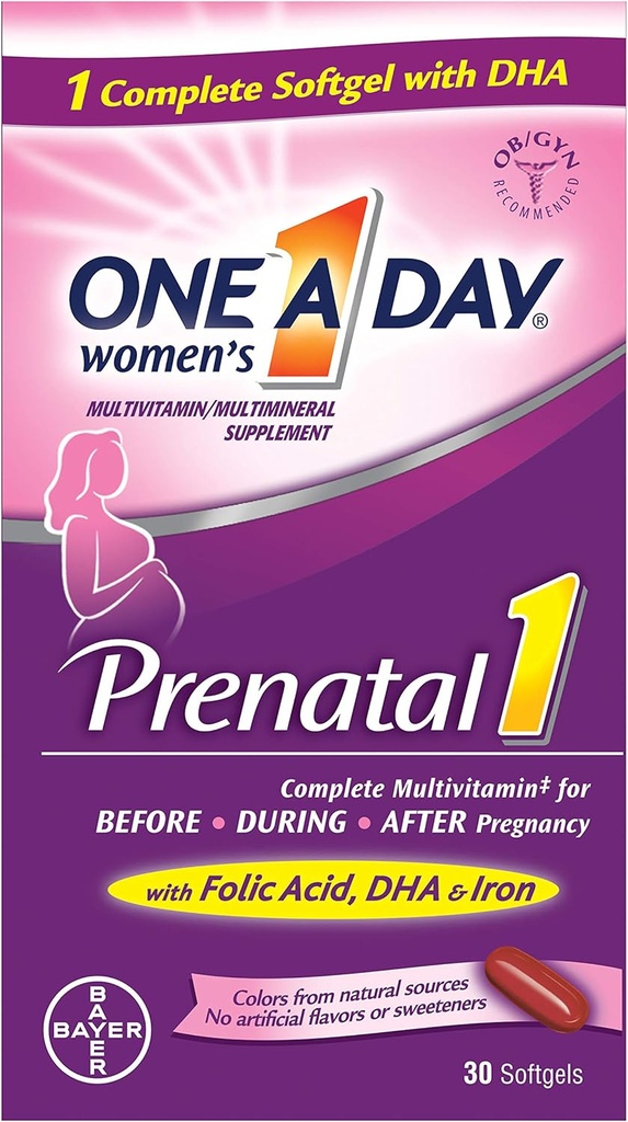 Prenatal 1 de un día con DHA " Softgels ácido fólico, 30 ea (Pack of 6)