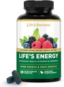 Life's Energy Advanced Daily Multivitamin for Men &amp; Women, Energy & Immune Support Supplement with Super Greens - Antioxidants & Enzymes - Iron Free, Vegetarian, 120 Tablets by Life's Fortune