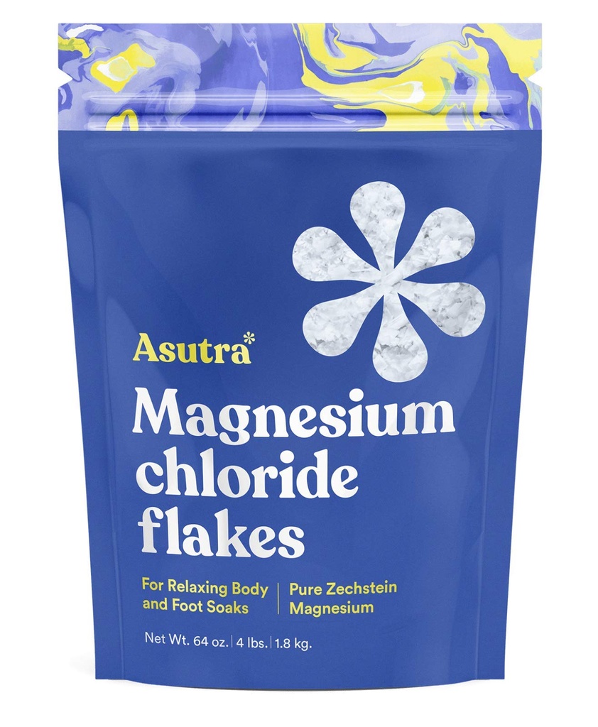 Anillos de baño ASUTRA Magnesium Chloride, 4 libras - para relajar los picos corporales del pie, Epsom Salt Alternativa, rápida absorción