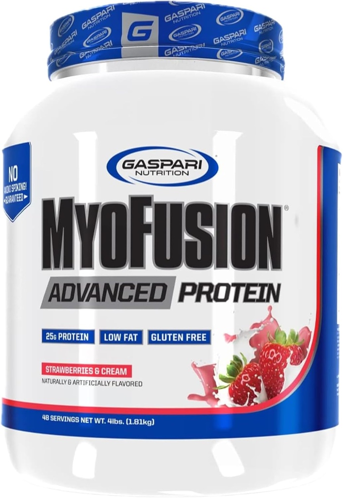 Gaspari Nutrition Myofusion Advanced Protein Powder, Strawberries y Cream, 4.59 Libra