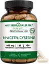 Madre Naturaleza Orgánica NAC 600mg, Botella de vidrio, N-Acetyl Cysteine Antioxidant Glutathione Precursor, Liver &amp; Lung Support, Immune, Respiratory Health, y Detox (120 Conde)