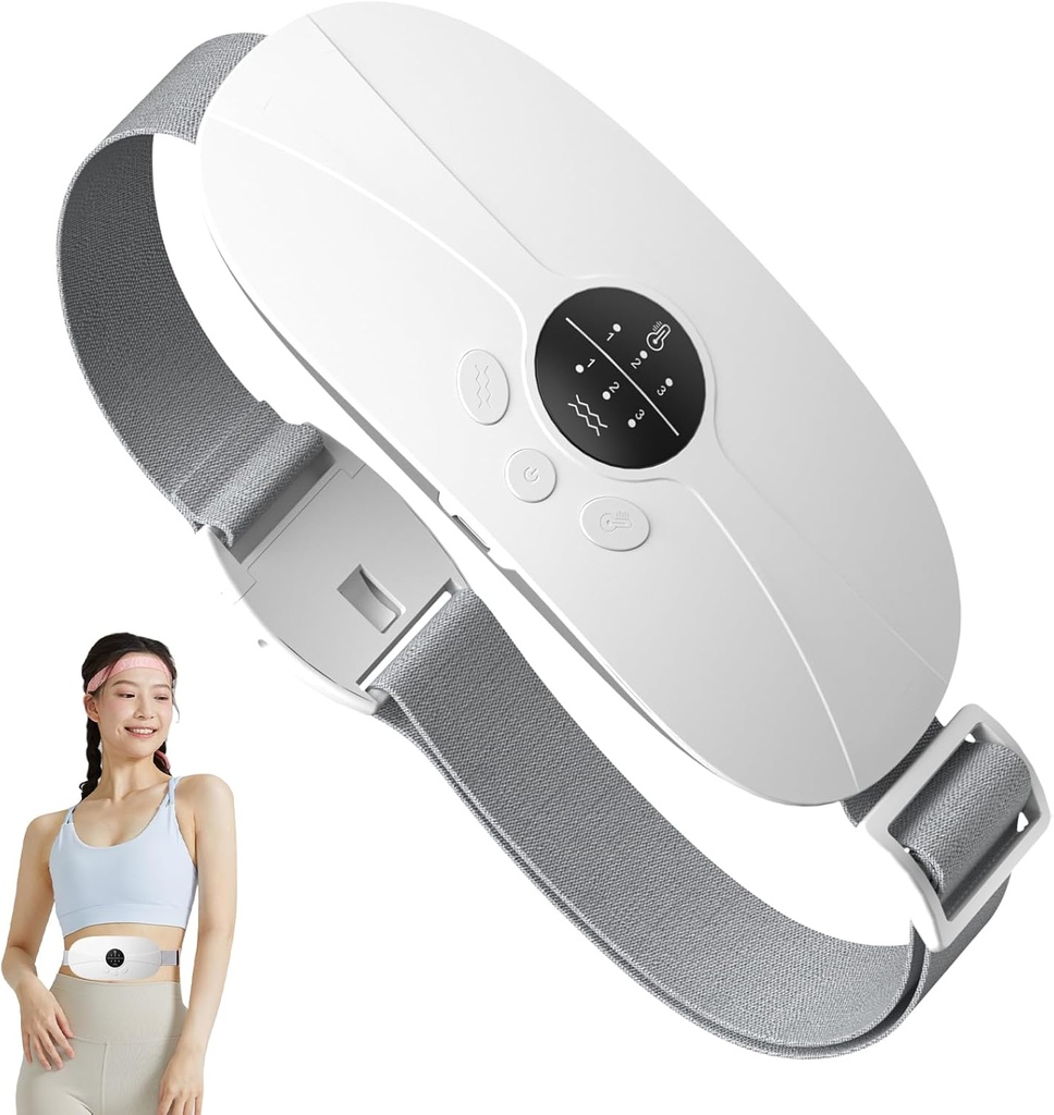 Pañal de Calefacción Protable para Calambres de Período,Calma de Calefacción Menstrual Inmaculada con 3 Niveles de Calor y 3 Modos de Masaje Vibración, para el Dolor de Período,Mejores Regalos para Ella, Mujer y Niña (White)