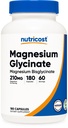 Nutricost Magnesium Glycinate Capsules (180 cápsulas, 210 mg por ser) - Magnesium Glycinate Supplement for Gentle Absorption