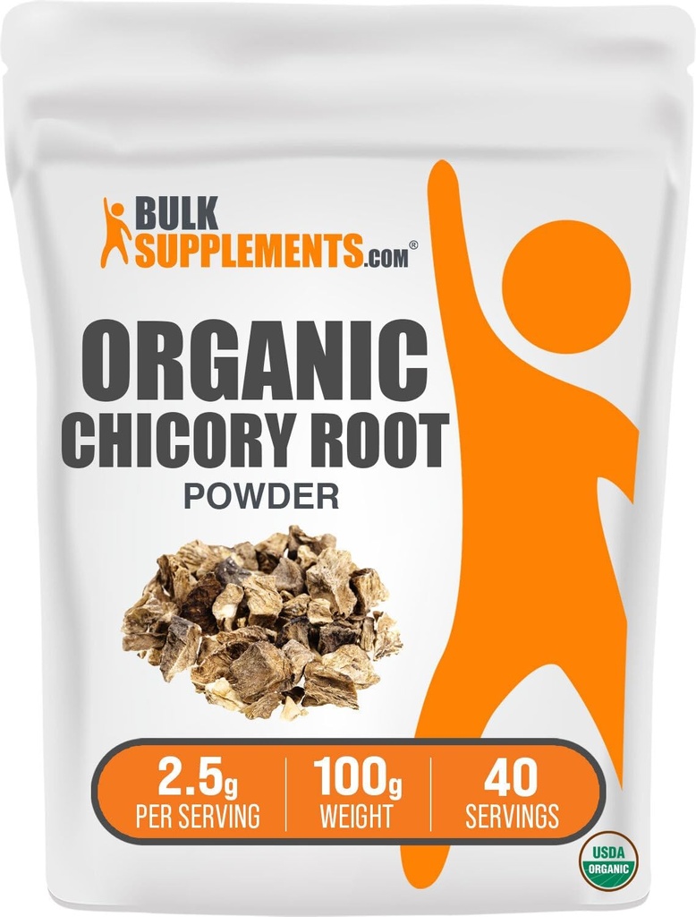 BulkSupplements.com Orgánica Chicory Root Powder - Chicory Root Suplemento, Chicory Root Coffee Alternative - Fiber Supplement, Gluten Free, 2.5g por Serving, 100g (3.5 oz) (Pack of 1)