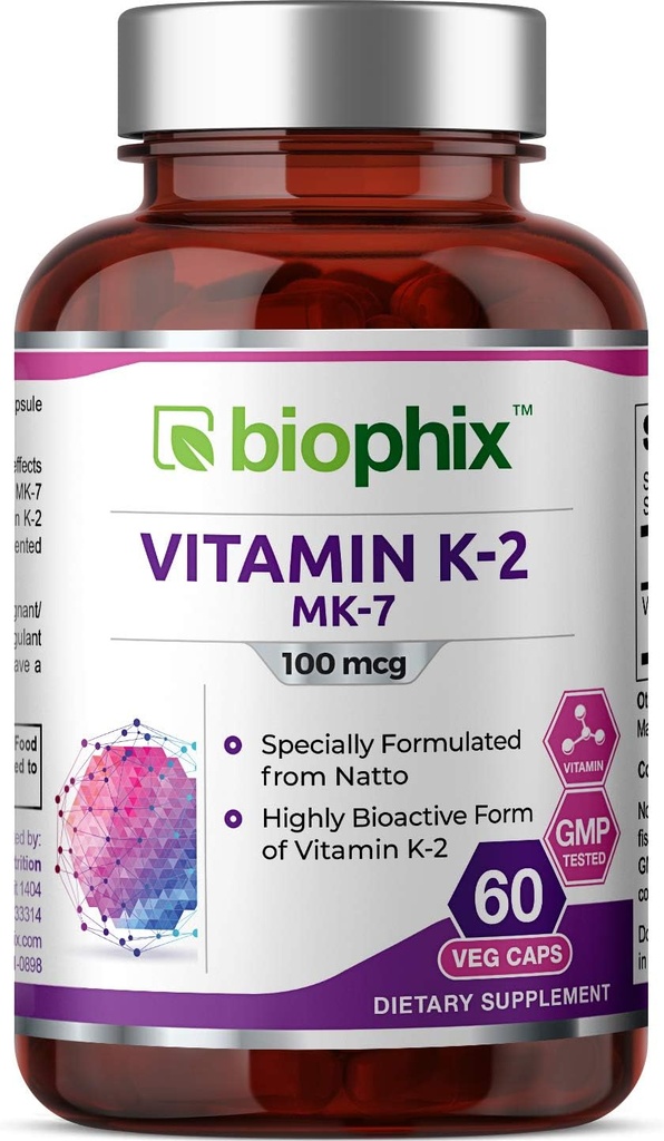 biofix Vitamina K2 MK-7-100 mcg 60 cápsulas de veg - Apoya la salud de huesos fuertes