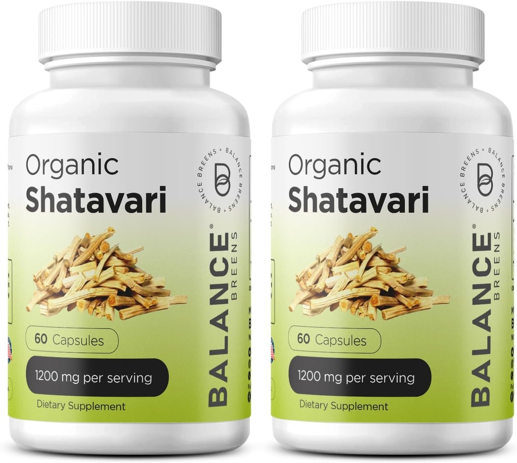 Organic Shatavari 1200mg, 60 Capsules - Lactation Support Vitamins, Hormonal Balance for Women, Asparagus Racemosus Root