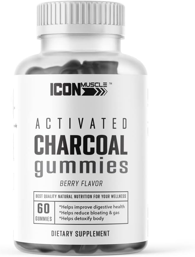 Charcoal Gummies Silencio Activado Charcoal Silencio Natural Detoxificación Silencio Alivios Gas &amp; Bloat Silencio Vegan Silencio 60 Conde