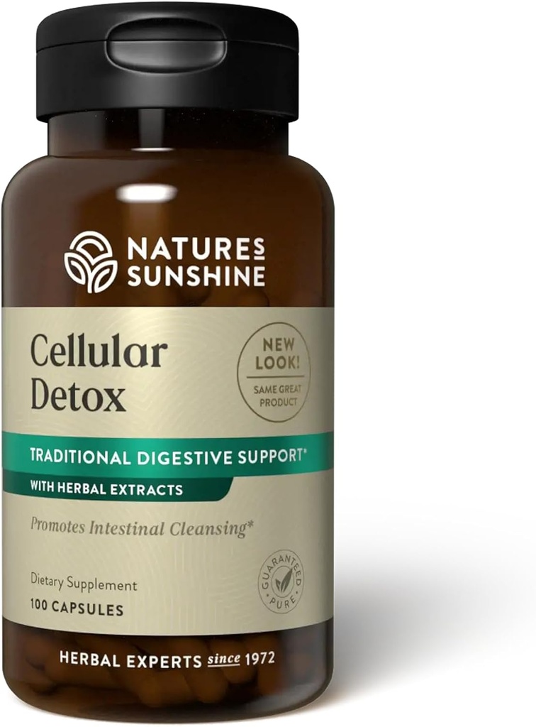 Nature's Sunshine Cellular Detox, 100 Capsules, Kosher | Natural Digestive System Supplement That Helps Facilitate Bowel Movement with Herbs
