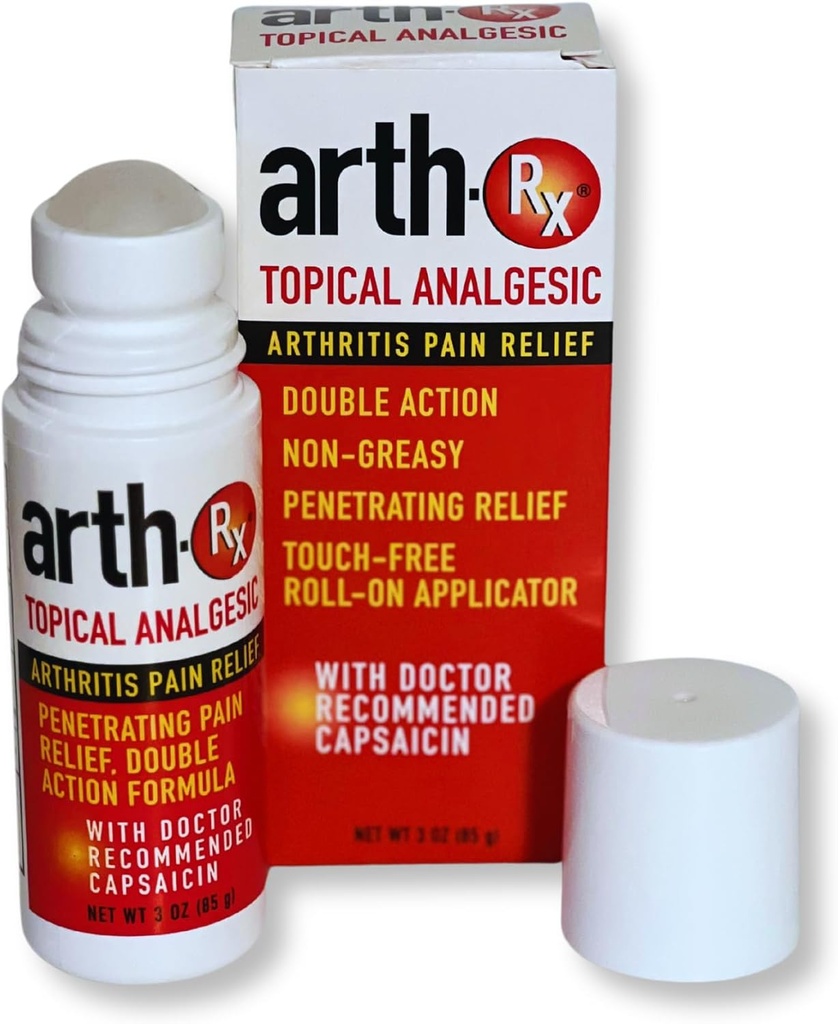 Topical Analgesic Arthritis Pain Relief, Warming Penetrating Capsaicin Roll on, Maximum Relief for Arthritis, Muscle, Joint and Back Pain 3 oz