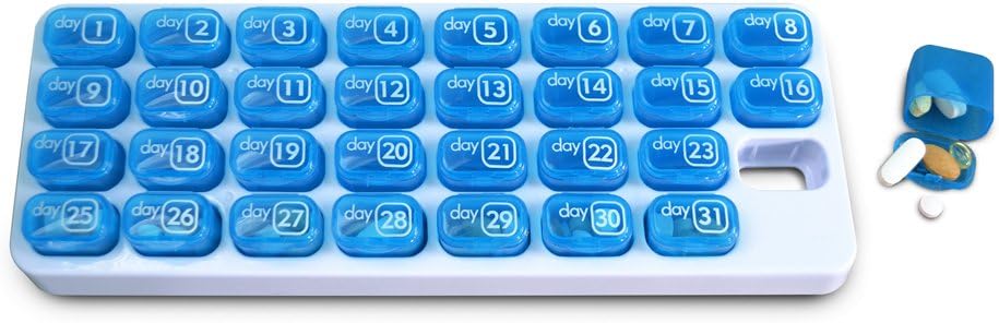 31 Day Monthly Pill Pod Organizer for Easy Medication Management - Stay on Track with Daily Vitamin Supplement Med Boxes, Ready for Travel