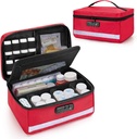 Organizador de botellas de cerradura Damero con divisores internos, almacenamiento de medicamentos y bolsa de organizador Cerradura de combinación para medicamentos, vitaminas y suministros médicos, rojo
