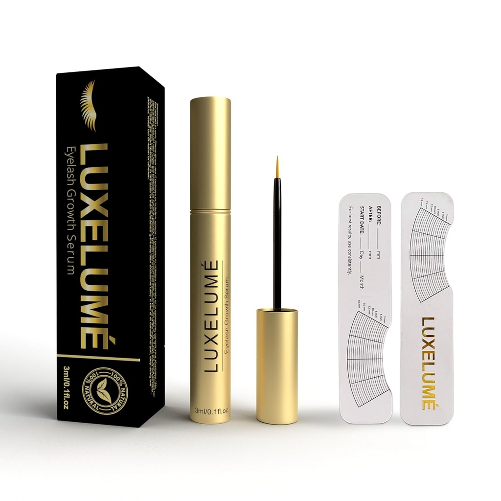 Eyelash Growth Serum for Thicker and Longer Looking Lashes, Advanced Eyelash Enhancing Serum for Natural Lashes & Brows with Eyelash Ruler, Vegan & Cruelty-Free