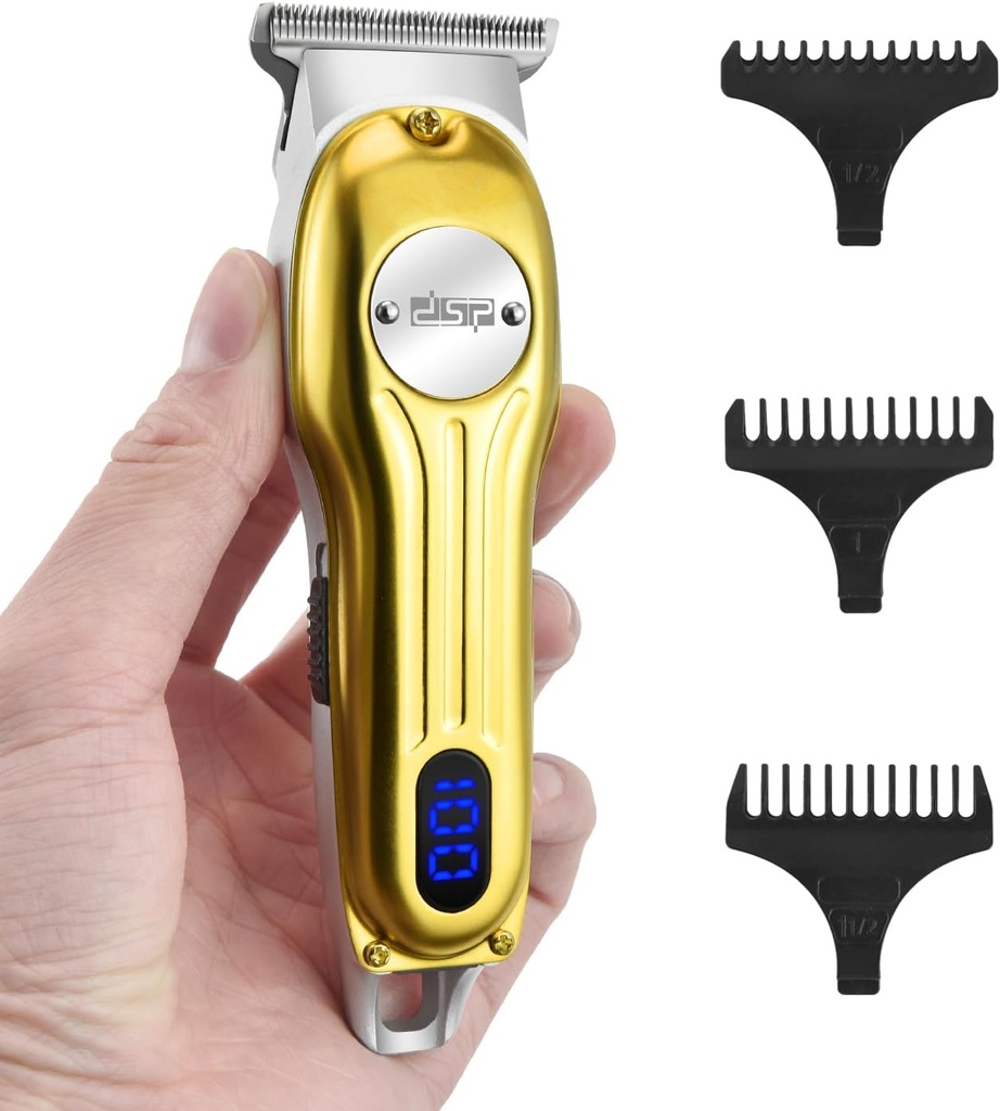 Trimmer de barba DSP para hombres, afeitadoras de cobre de pelo inalámbrico, Trimmer de pelo facial para el corte de mostaza, kit de corte de pelo profesional para hombres pantalla LED recargable (grito)