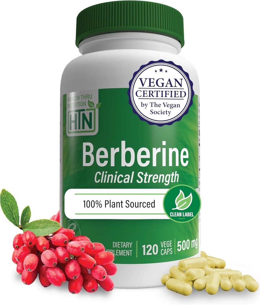 Salud Thru Nutrition Berberine HCl 500mg 120 Servings ← Clínica Strength Suplemento Silencio Certified Vegan ← Non-GMO ← Soy Free ← 3rd Party Tested