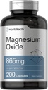 Oxido de magnesio de Horbäach 865 mg tención 200 cápsulas Silencioso No GMO y Gluten Suplemento gratuito