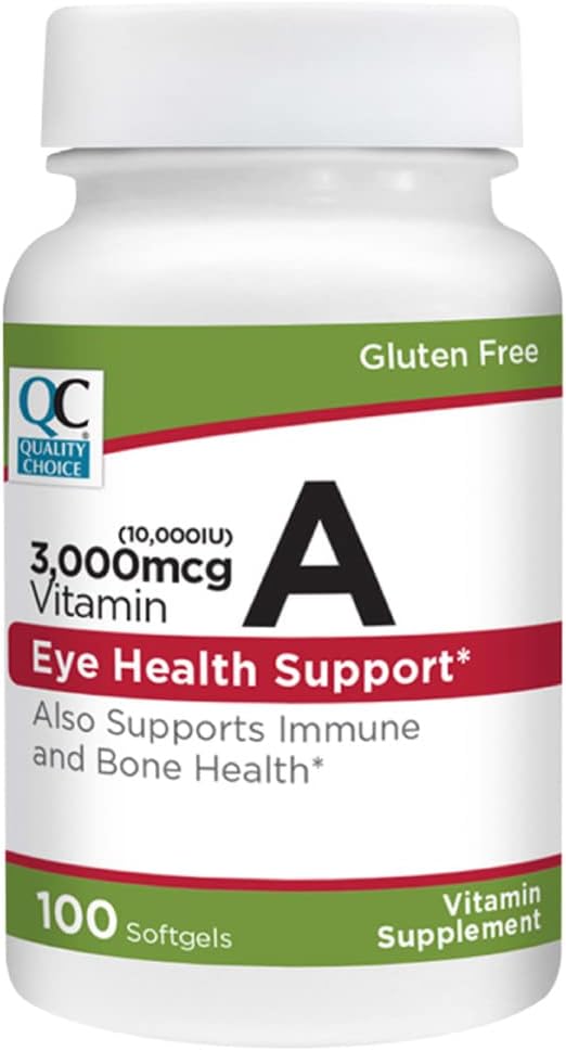 Opciones de calidad Vitamina A 3000 mcg (10.000 UI) Softgels. Soporta el sistema inmunitario, la visión y la función del hueso. High Potency Palmitate Formula 100 Softgels