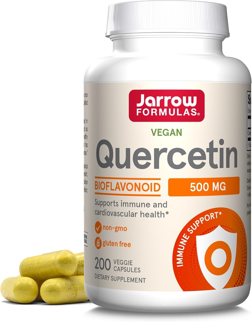 Jarrow Formulas Quercetin 500 mg - 200 Veggie Caps - Supports Antioxidant Status, Cardiovascular Health & Immune Health - 200 Servings