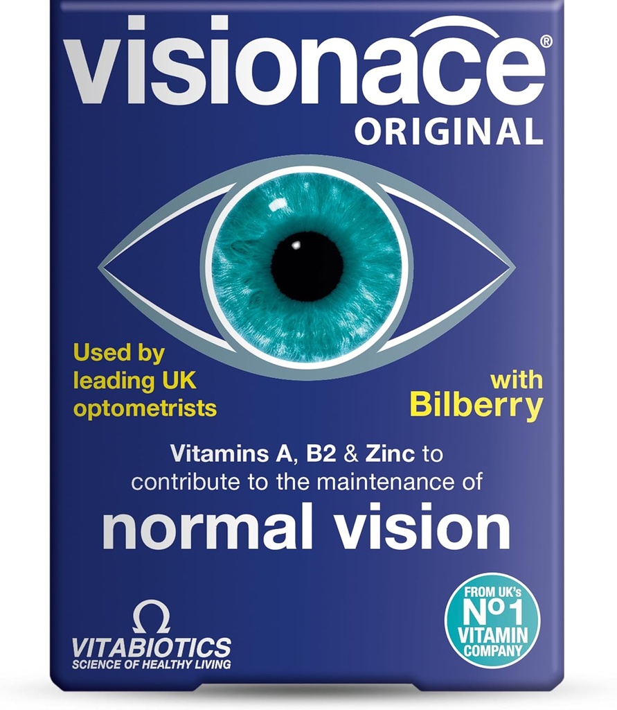 Vitabióticos Visionace Original - Multivitamínico Nutricional para la Visión Normal ← Vitaminas A, B2 y Zinc - 30 Tabletas