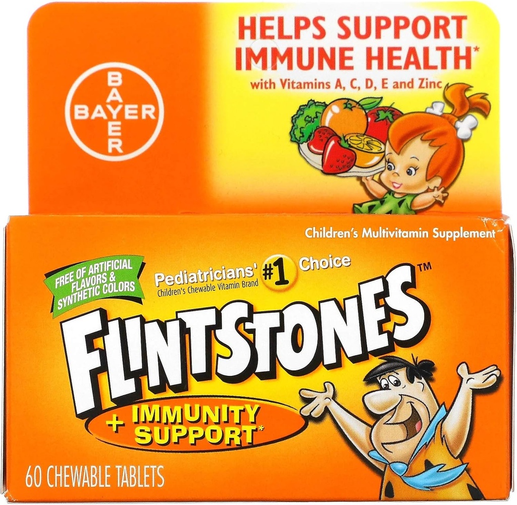 Flintstones Chewable Kids Vitamins with Immunity Support*, Multivitamin for Kids and Toddlers with Vitamin C & more, 60ct