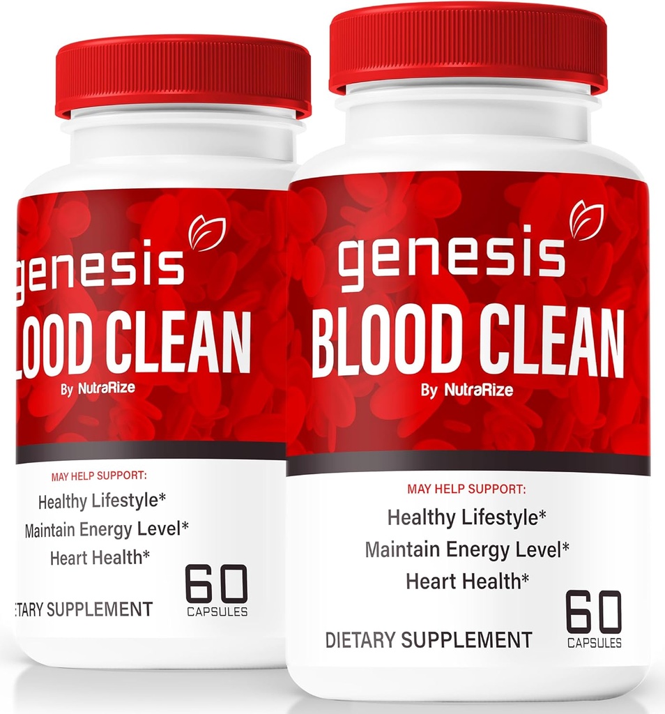 (2 Pack) Genesis Blood Clean Capsules - Official Formula To Support Detox &amp; Cleanse, Natural Support for Wellbeing, Premium Genesis Health Blood Clean Pills, GenesisBloodClean Pastillas (120 cápsulas)