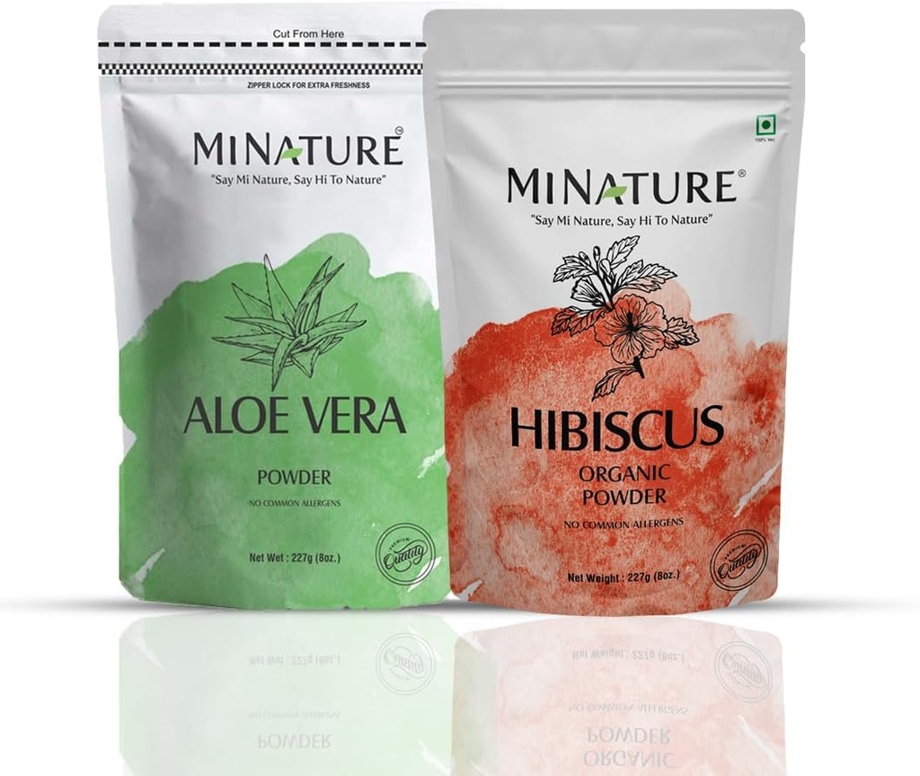 Peluquería combo por minature ¦ Conjunto de Aloe Vera Powder " Hibiscus Powder TEN 227g Cada TENIDO Puro " Natural TEN libre de productos químicos " preservadores