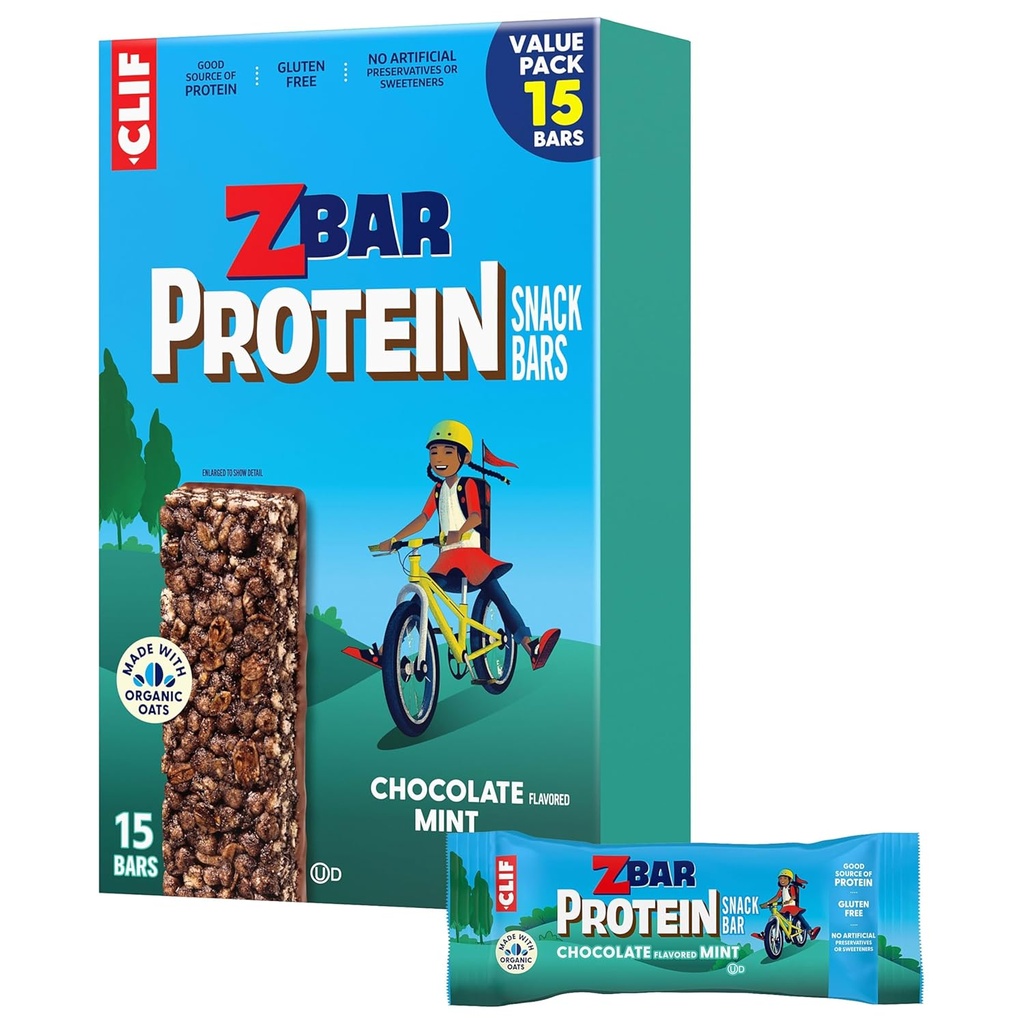 Zbar Protein - Chocolate Flavored Mint - Crispy Snack Bares - Hecho con avena orgánica - No GMO - 5g Protein - Gluten Free Protein Bares (15 Pack)