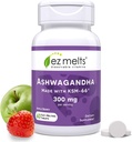 EZ Melts Dissolvable KSM-66 Ashwagandha, 300 mg, Sugar-Free, Estrés, Sleep and Mood Support Supplement, 30-Day Supply, Apple Berry-Flavor - 1 Pack