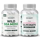 Organics Ocean Wild Sea Moss Capsules y Puro Magnesio Glycinate con Zinc - 100% Irlandés Sea Moss y Suplemento de Magnesio Chelated para Mujeres y Hombres - Tiroides, calambres musculares y soporte para el sueño