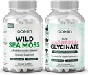 Organics Ocean Wild Sea Moss Capsules y Puro Magnesio Glycinate con Zinc - 100% Irlandés Sea Moss y Suplemento de Magnesio Chelated para Mujeres y Hombres - Tiroides, calambres musculares y soporte para el sueño