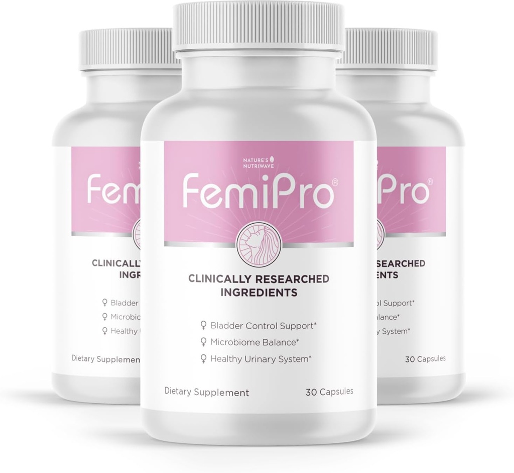 Suplementos de Control de Vejiga Femipro para Hombres, Herb Natural &amp; Probiotic Blend, apoya la salud del tracto urinario " Microbiome Balance ANTE Hecho en EE.UU. Non-GMO, 30 cápsulas, 3 meses de suministro