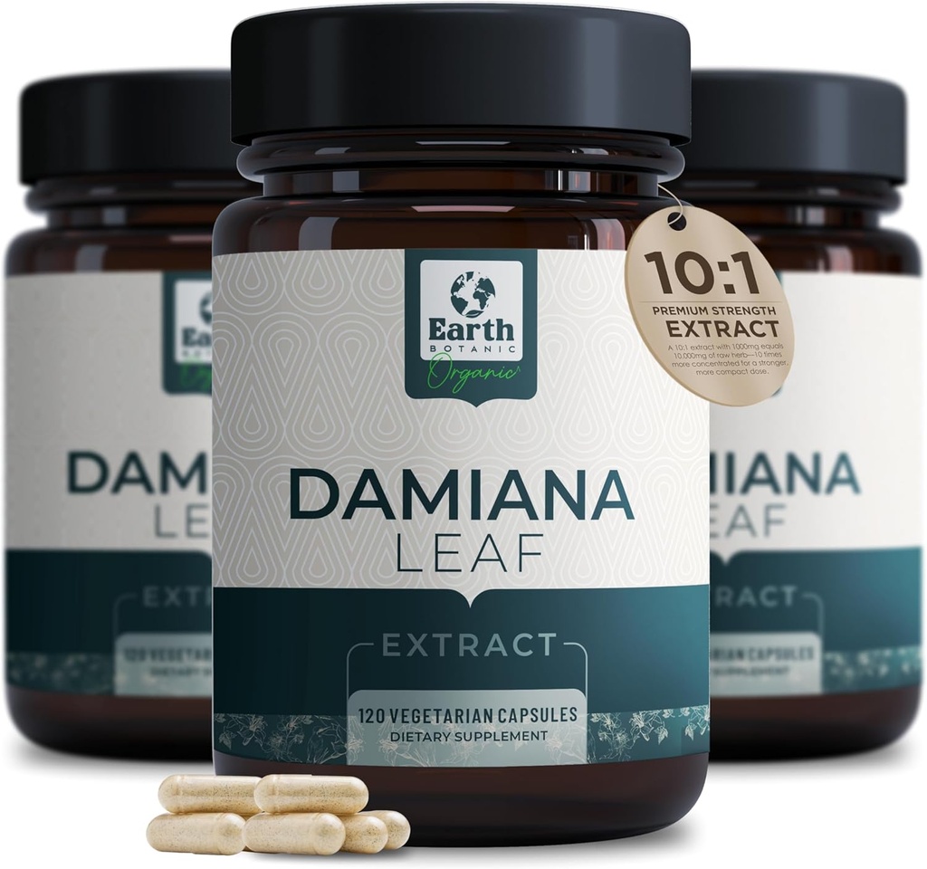 Damiana Leaf Extract 1000mg  120 Damiana Capsules ← Non-GMO, Gluten Free ← Turnera Diffusa Organic Damiana Herb & Damiana Powder Supplement ← Apoyo Mujeres Bienestar