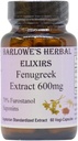Barlowe's Herbal Elixirs Fenugreek Extract ← 70% Furostanol Saponins  600 mg per Capsule ← 60 Vegi-Capsule ← Non-GMO ← Stearate Free ← Glass Bottle