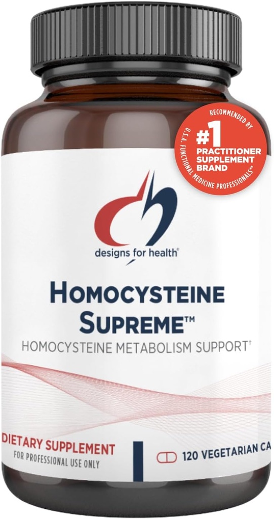 Designs for Health Homocysteine Supreme - Methylated B Vitamins with Riboflavin, B6, B12, Folate, L-Serine &TMG for Brain Support & Heart Health - Methylated Multivitamin (120 cápsulas)