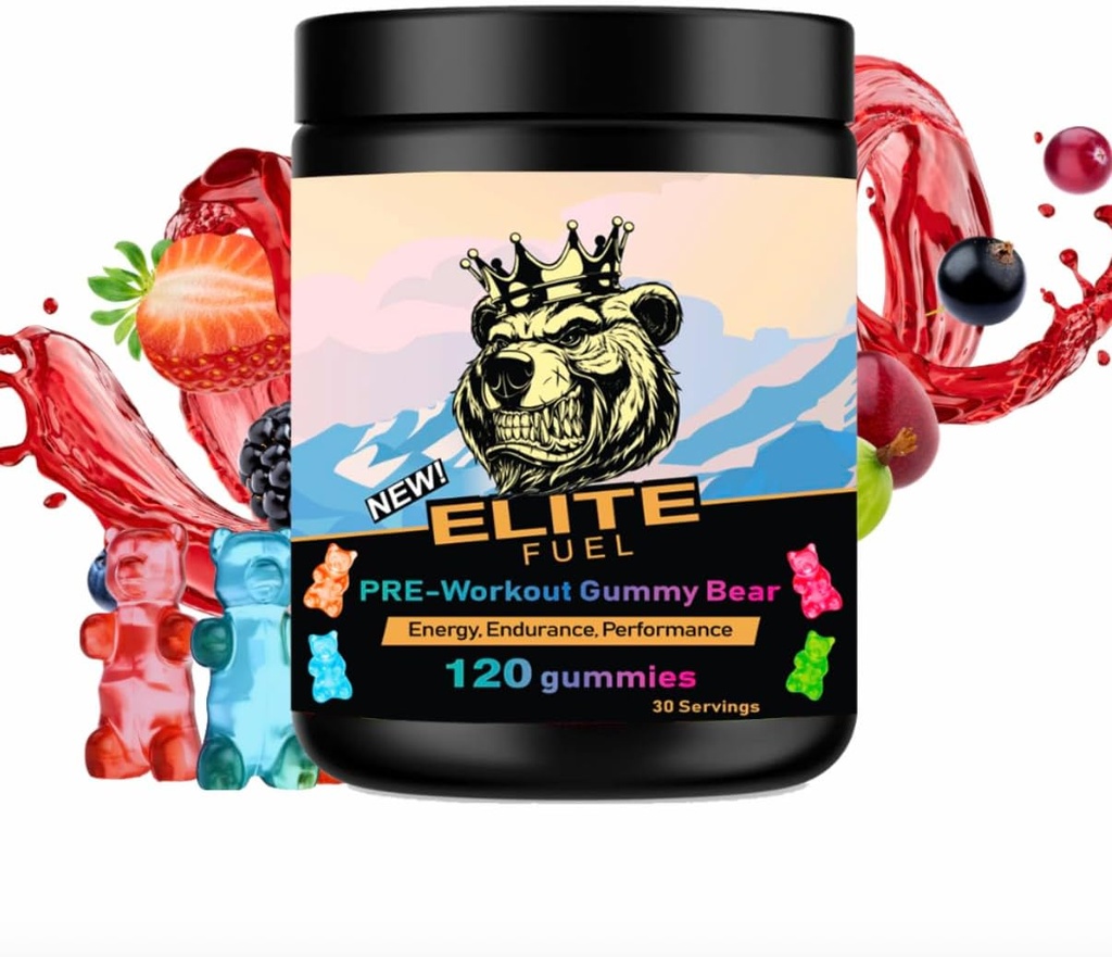 Pre Workout Gummies Elite Fuel - Endless Energy, Instant Strength Gain, Intense Pump, Enhanced Energy Output y Mejor rendimiento deportivo, Rendimiento de la resistencia