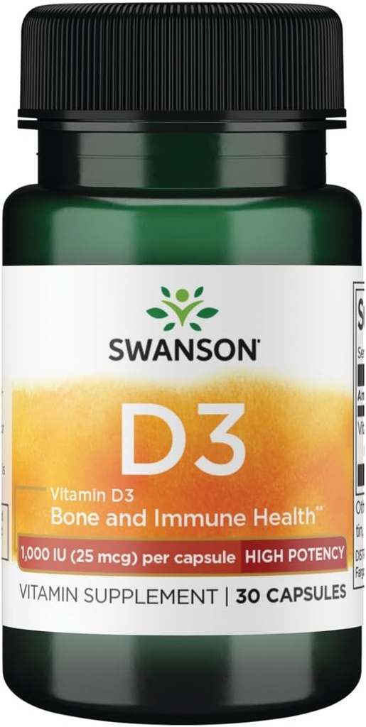 Swanson High Potency Vitamin D-3 1000 Iu (25 mcg) 30 cápsulas