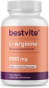 BESTVITE L-Arginine 1000mg per Tablet (240 Tablets) – Pharmaceutical Grade – Contains 20% More Pure Arginine Compared to Arginine HCl – Nitric Oxide Precursor*
