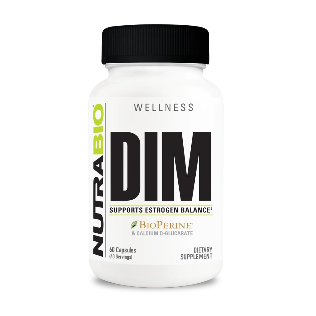 NutraBio DIM Suplemento, soporta Estrógeno Balance, 100mg - 60 cápsulas vegetales