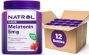 Natrol 5mg Melatonin Gummies, Apoyo al sueño para adultos, Suplementos de Melatonina para dormir, 60 Gummies de sabor a fresa, 30 Day Supply (Pack of 12)