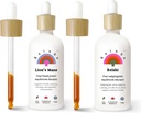 Rainbo Brain Health Bundle, Lion's Mane Mushroom Extracto + Reishi Mushroom Tintura, Doble Extracto Diaria de Mushroom Tinturas para el soporte integral de inmunológico, Vegan Liquid Mushroom Suplementos